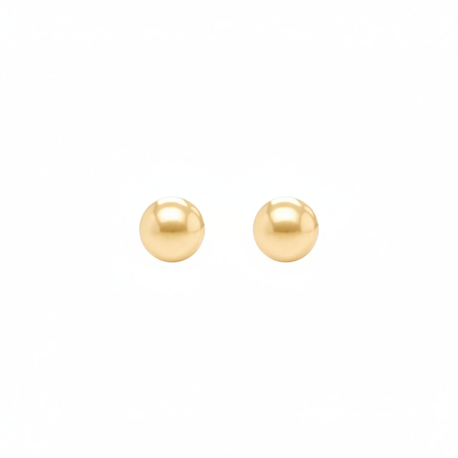 14K Gold Plain Ball Stud Earrings 5mm