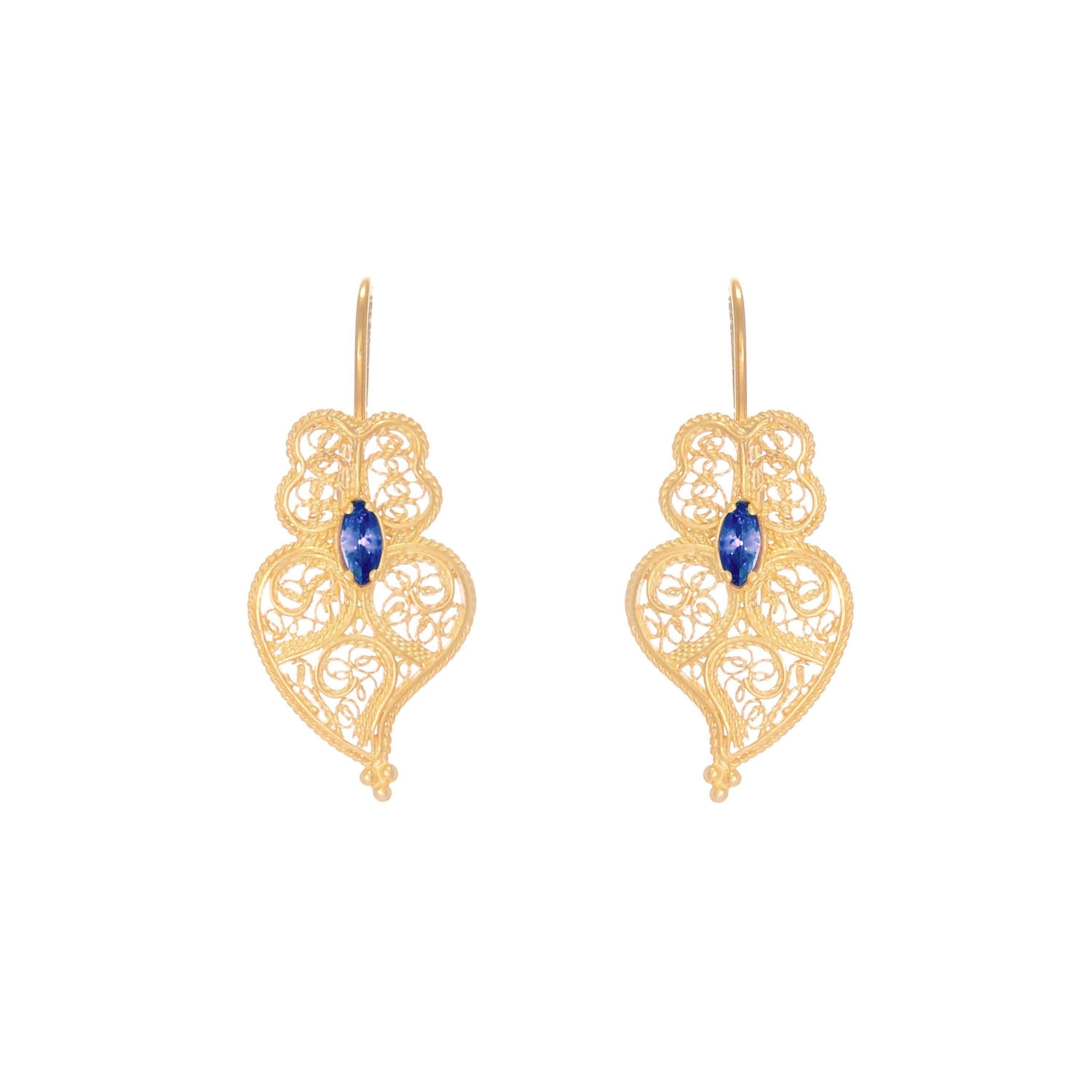 Earrings Heart of Viana Blue in Gold Plated Silver