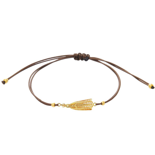 Bracelet Our Lady of Fátima in Gold Plated Silver with Cord