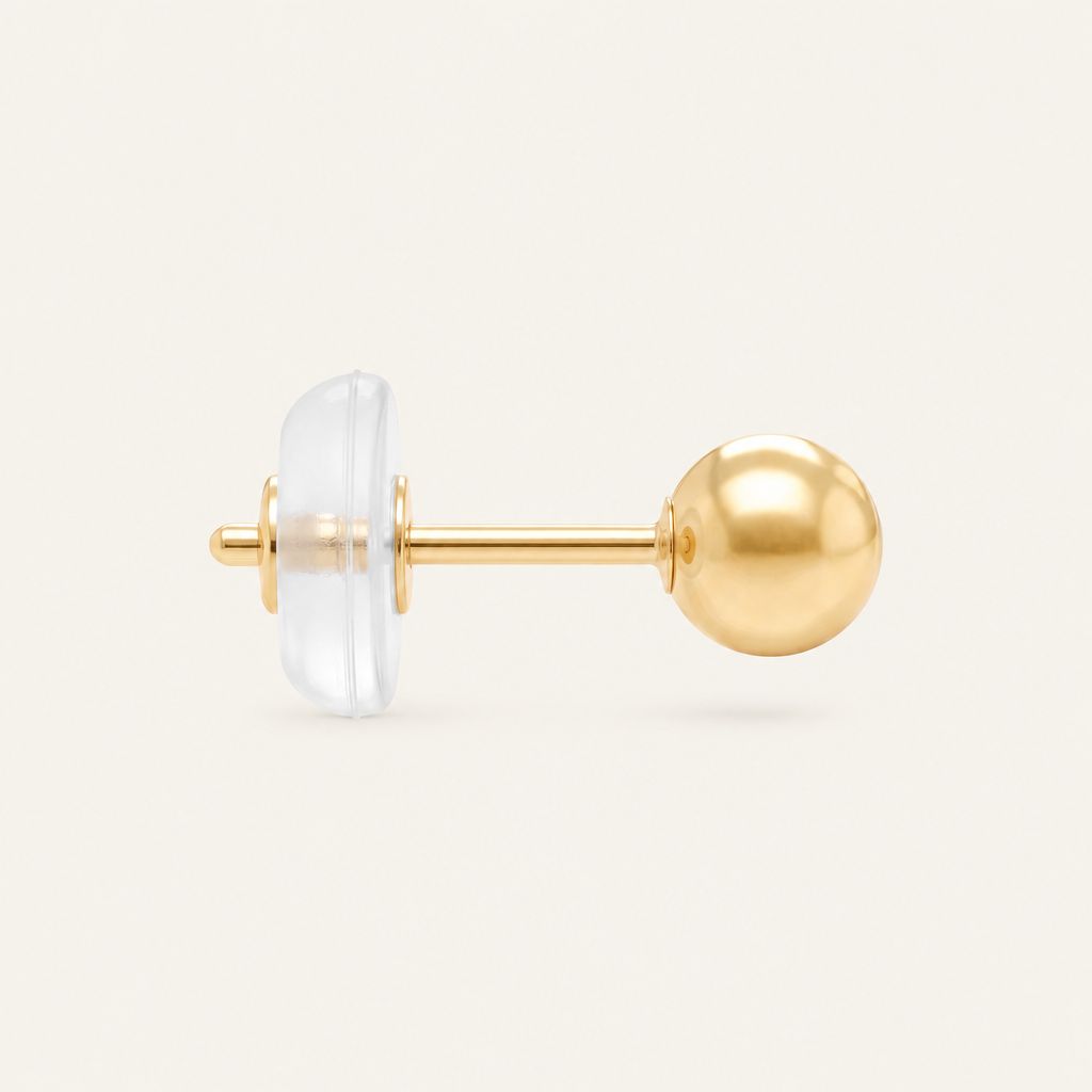 14K Gold Plain Ball Stud Earrings 5mm