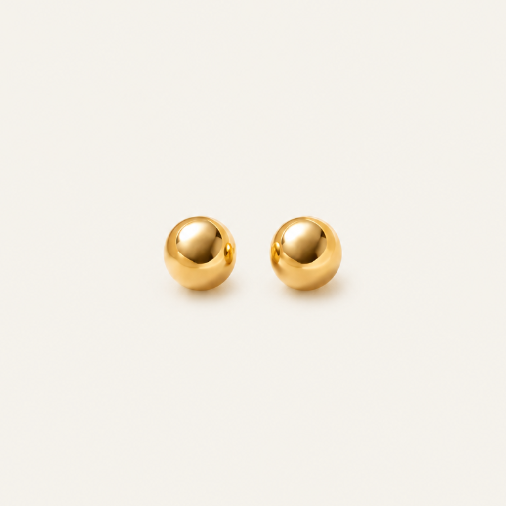 14K Gold Plain Ball Stud Earrings 5mm