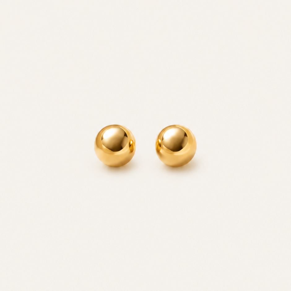 14K Gold Plain Ball Stud Earrings 5mm
