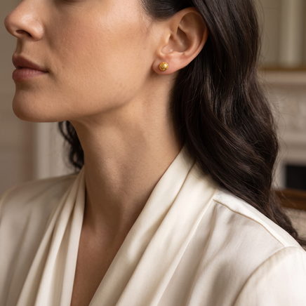 19.2K Gold Viana Bead Stud Earrings
