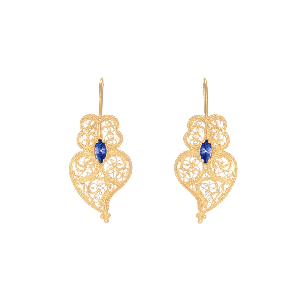 Earrings Heart of Viana Blue in Gold Plated Silver