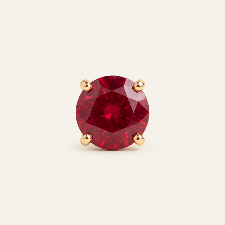 14K Gold Lab Ruby Stud Earrings 4mm