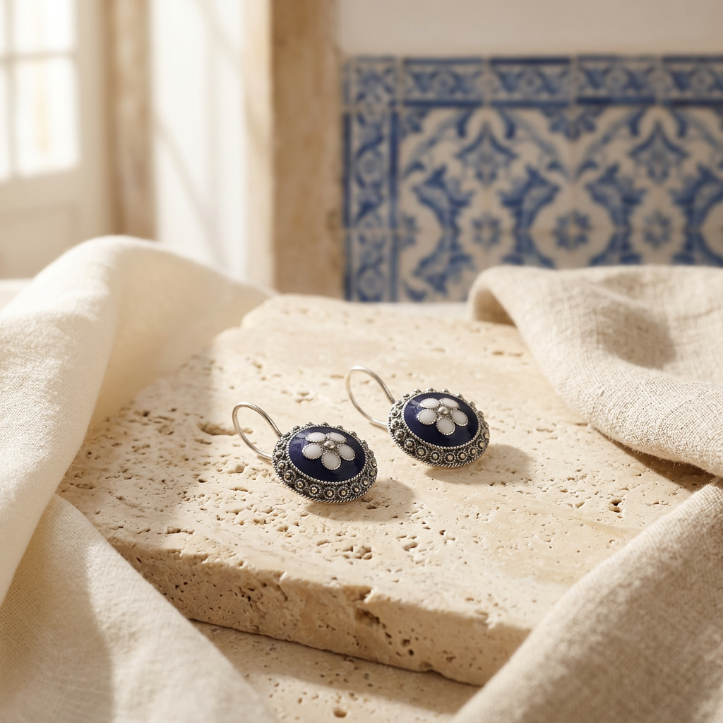 Caramujo Enamel Earrings | Sterling Silver