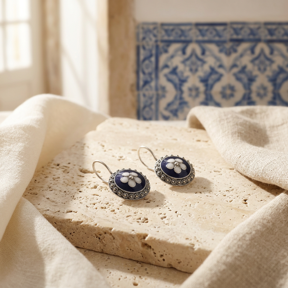 Caramujo Enamel Earrings | Sterling Silver