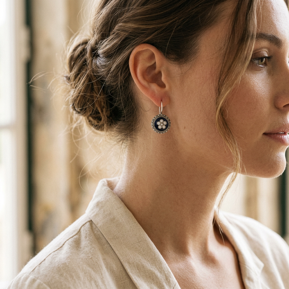 Caramujo Enamel Earrings | Sterling Silver