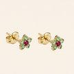 18K Gold Emerald and Diamond Stud Earrings
