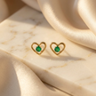 Open Heart Emerald Earrings — 18K Gold