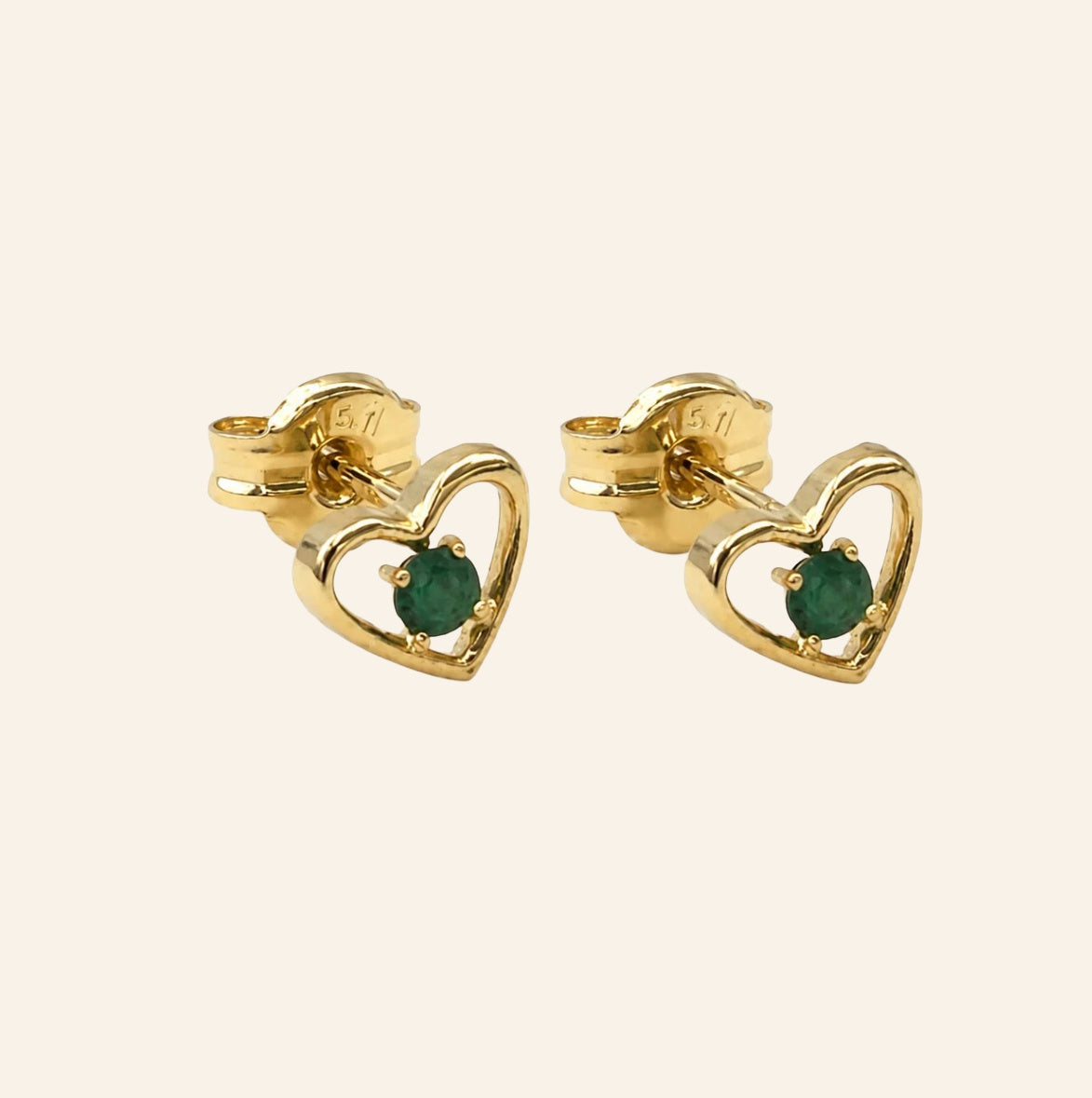 Open Heart Emerald Earrings — 18K Gold