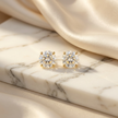 18K Gold Round CZ Stud Earrings 4mm