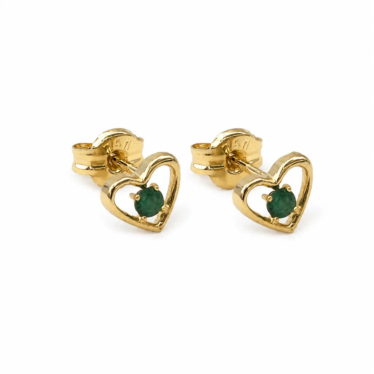 Open Heart Emerald Earrings — 18K Gold