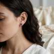 Ruby & Sapphire Flower Stud Earrings — 18K Gold
