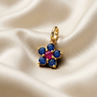 Sapphire & Ruby Flower Charm — 18K Gold