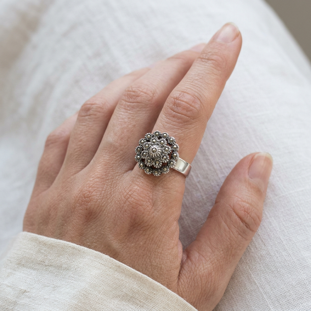 Pinecone Ring — Marcasite & Silver