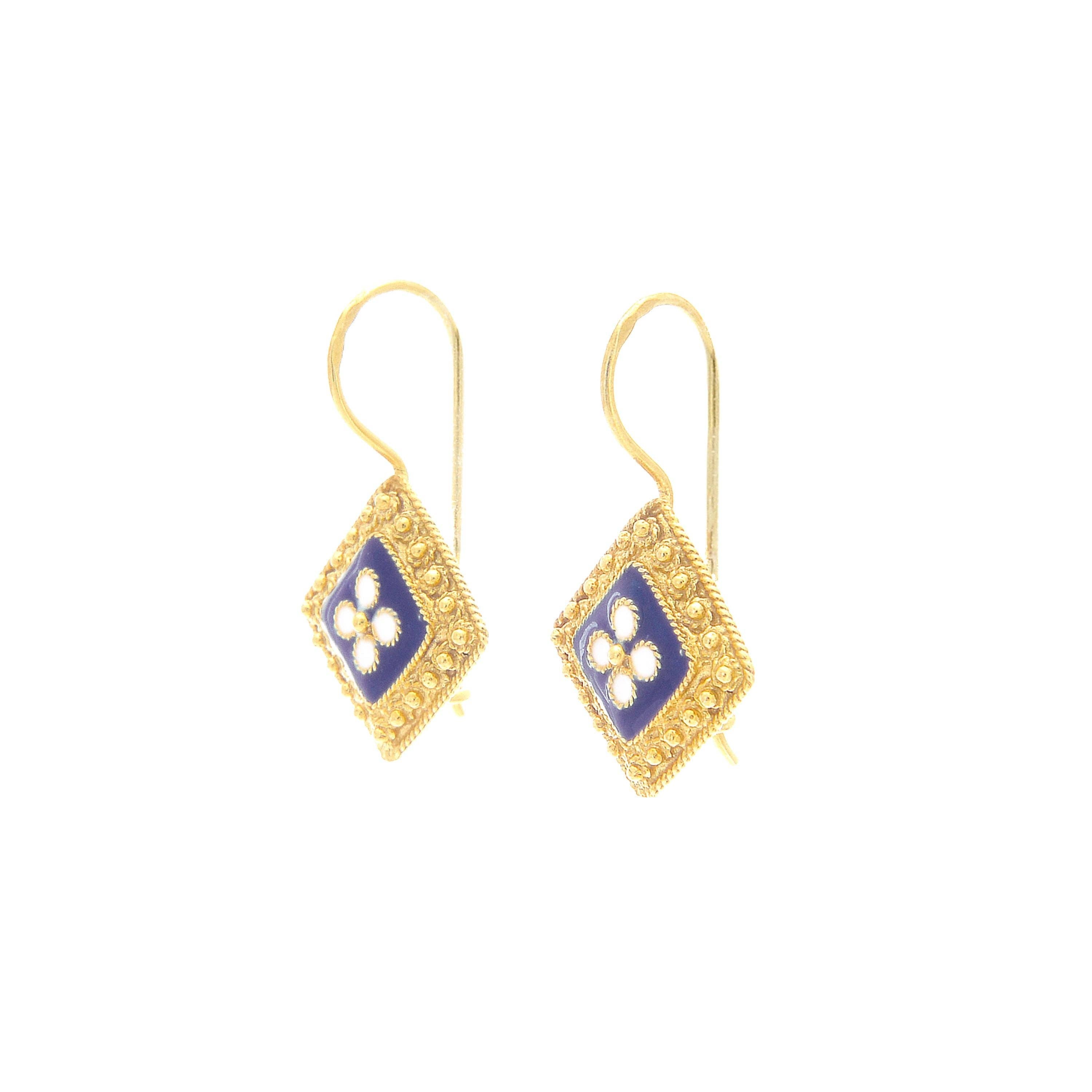 Earrings Rhomb Caramujo in Gold Plated Silver