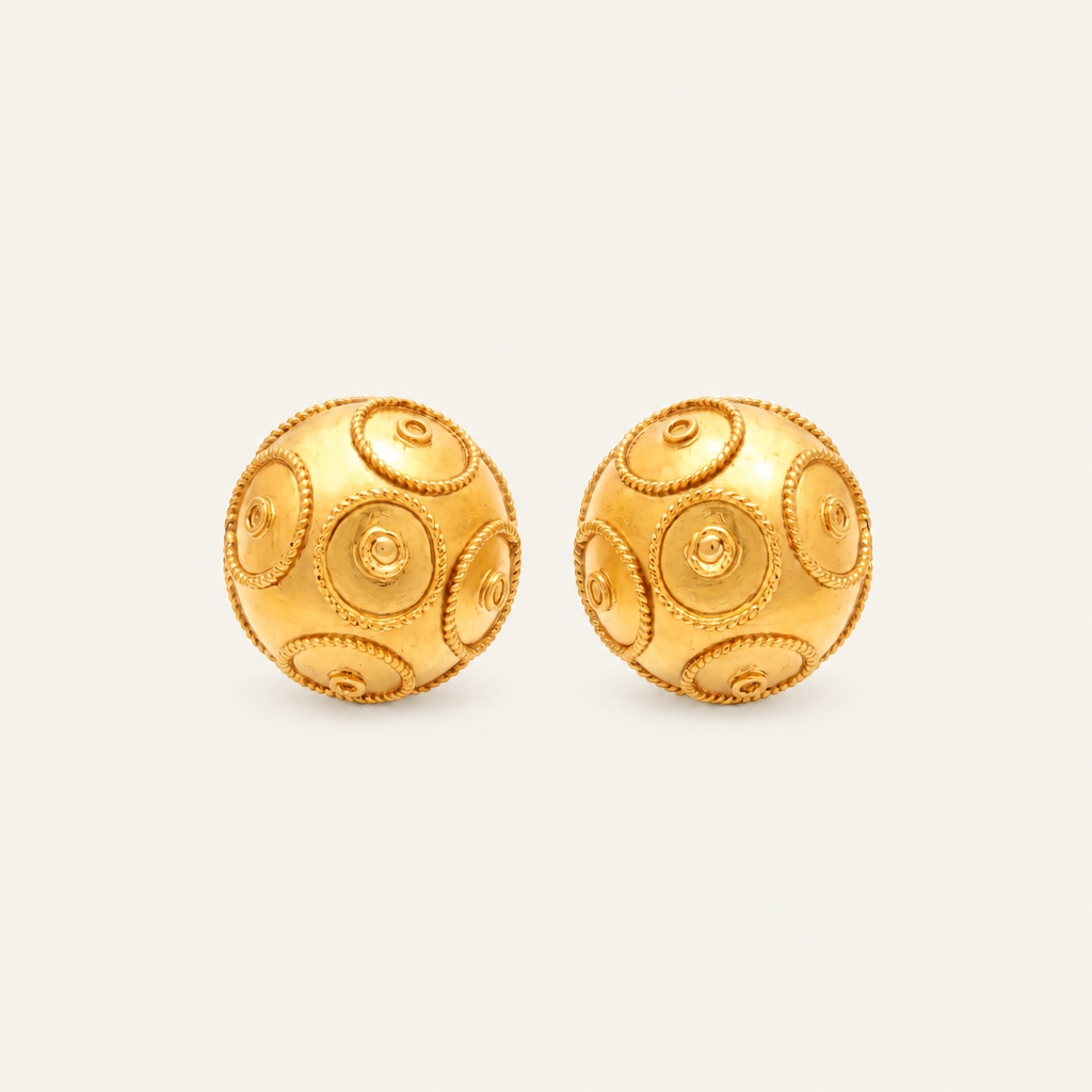 19.2K Gold Viana Bead Stud Earrings