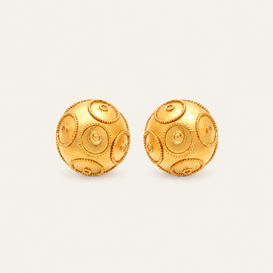19.2K Gold Viana Bead Stud Earrings