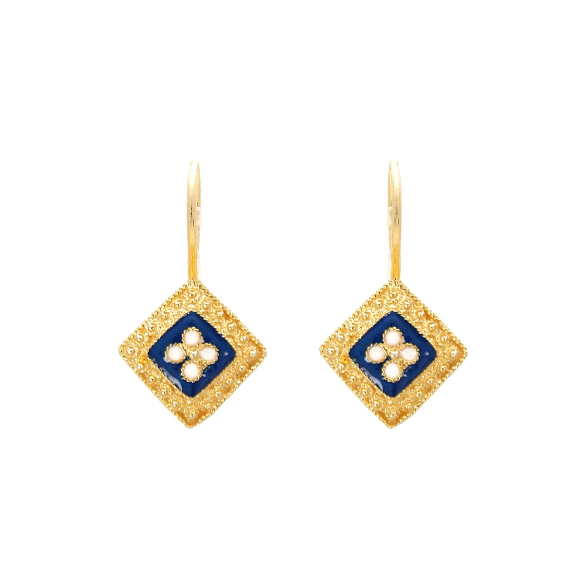 Earrings Rhomb Caramujo in Gold Plated Silver