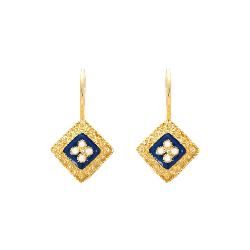 Earrings Rhomb Caramujo in Gold Plated Silver
