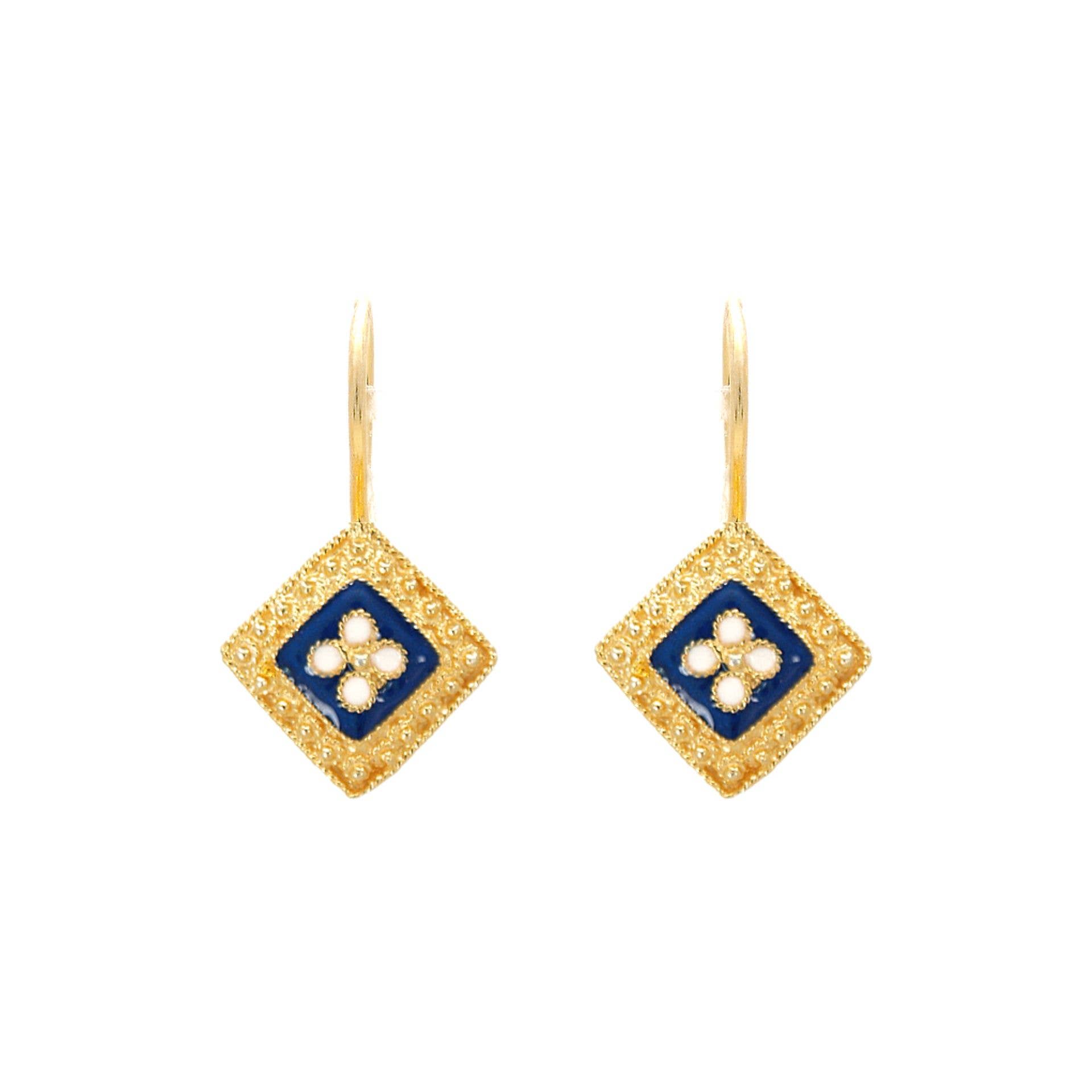 Earrings Rhomb Caramujo in Gold Plated Silver