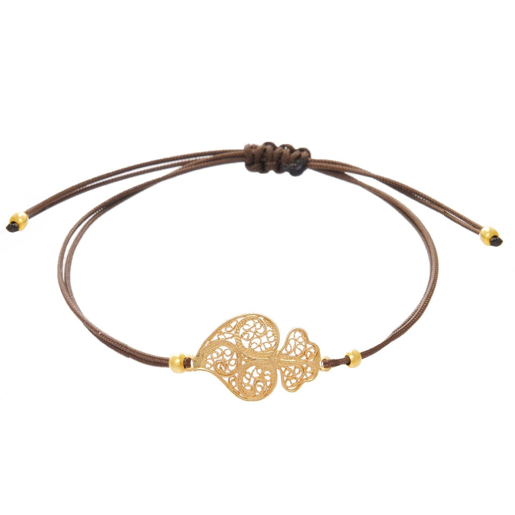 Bracelet Heart of Viana in Gold Plated Silver with Cord