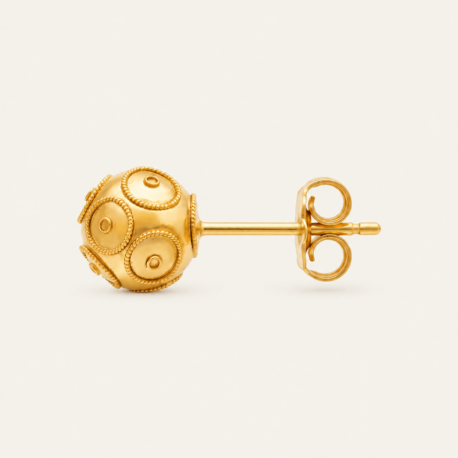 19.2K Gold Viana Bead Stud Earrings