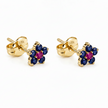 Ruby & Sapphire Flower Stud Earrings in 18K gold — VALENT'S Gioielli