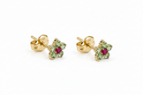18K Gold Emerald and Diamond Stud Earrings in 18K gold — VALENT'S Gioielli